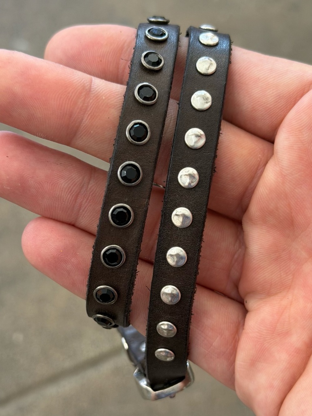 Campomaggi Leather Studded Wrap Bracelet in Grigio